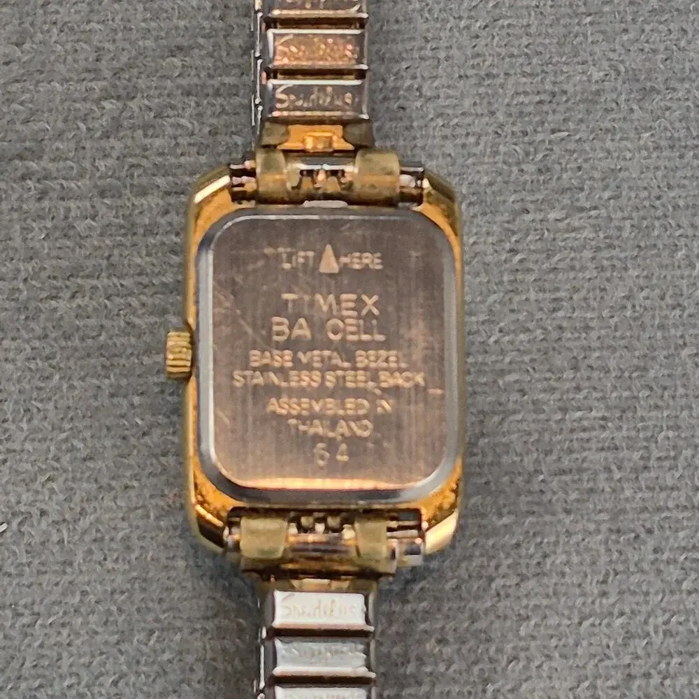 Vintage Timex Speidel Quartz Gold Silver Tone Women's Elastic Band PARTS ONLY